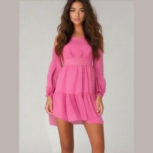 MSK women’s Blouson - Sleeves Fit and Flare pink dress